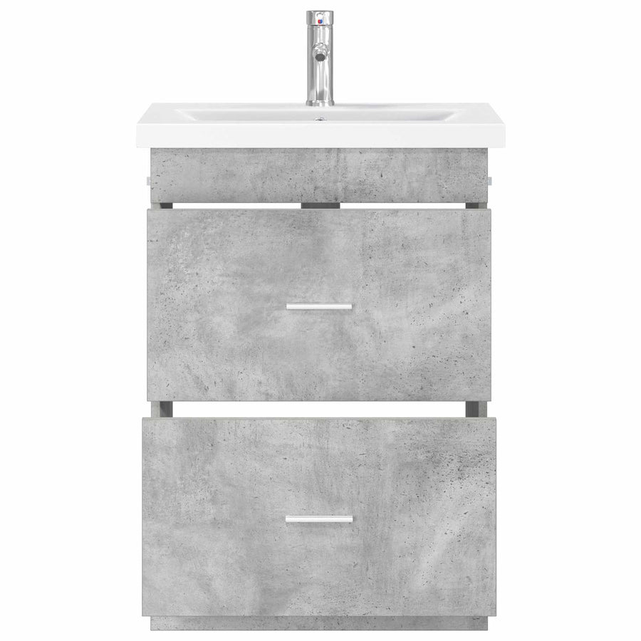 Badkamermeubelset Betongrijs 61 x 40 x 84,5 cm Bewerkt hout