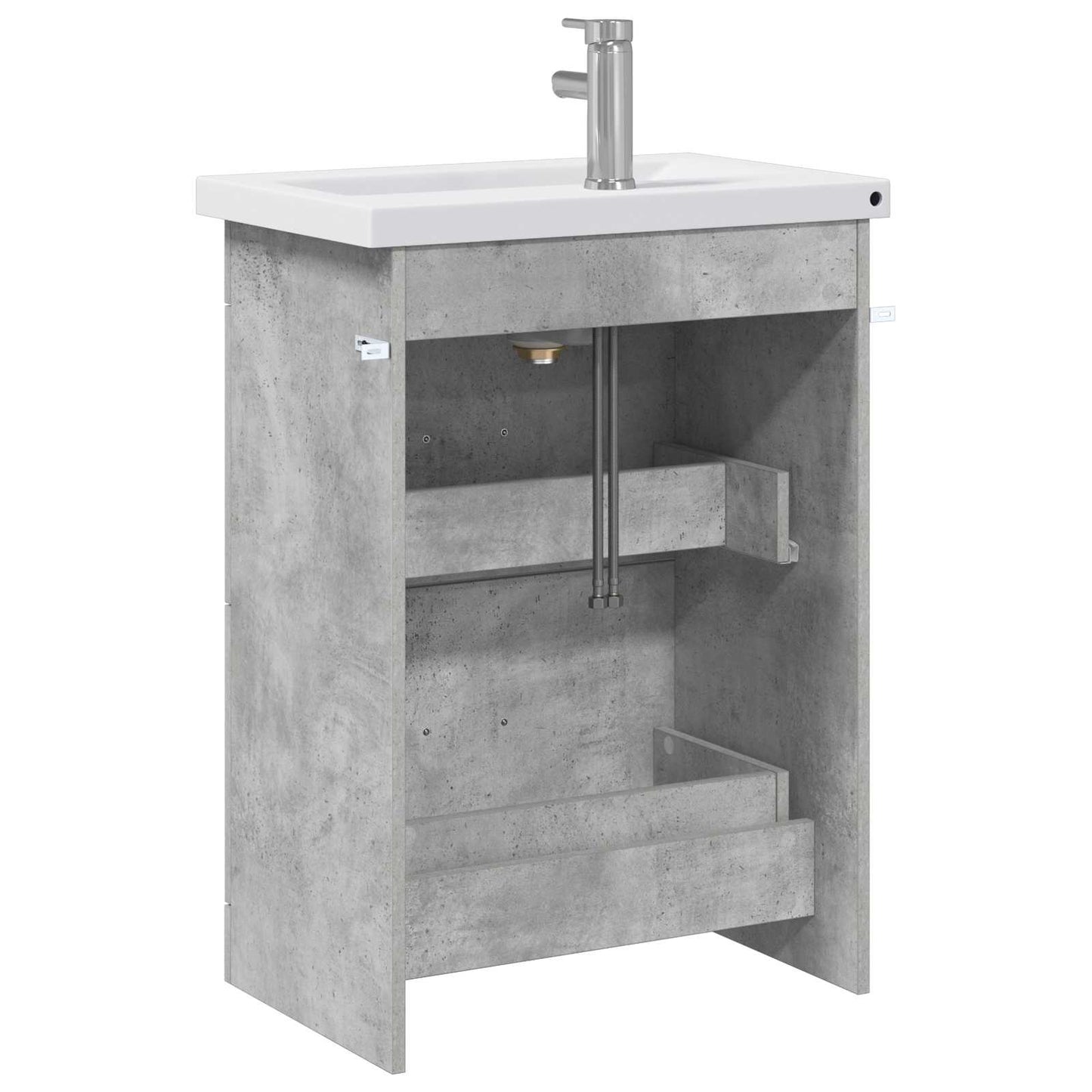 Badkamermeubelset Betongrijs 61 x 40 x 84,5 cm Bewerkt hout