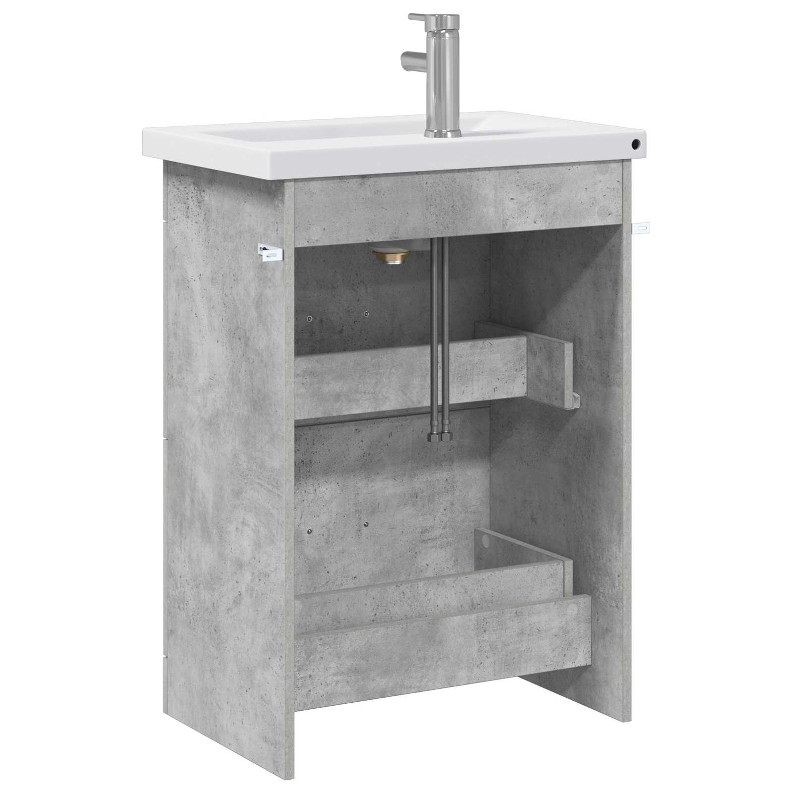 Badkamermeubelset Betongrijs 61 x 40 x 84,5 cm Bewerkt hout