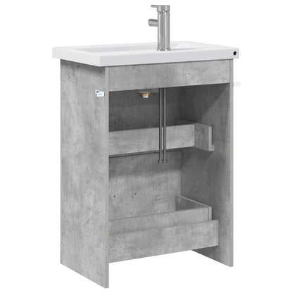Badkamermeubelset Betongrijs 61 x 40 x 84,5 cm Bewerkt hout