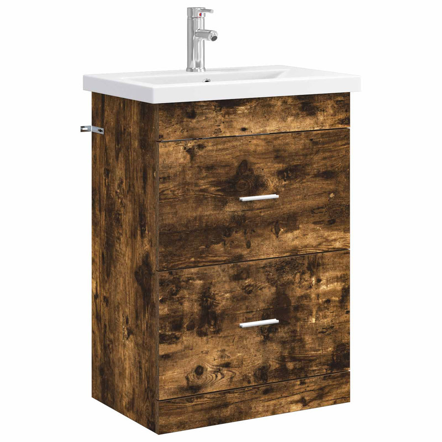 Badkamermeubelset Gerookt eiken 61 x 40 x 84,5 cm Bewerkt hout