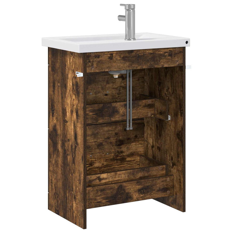 Badkamermeubelset Gerookt eiken 61 x 40 x 84,5 cm Bewerkt hout