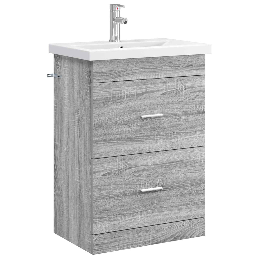Badkamermeubelset Grijs Sonoma 61 x 40 x 84,5 cm Bewerkt hout