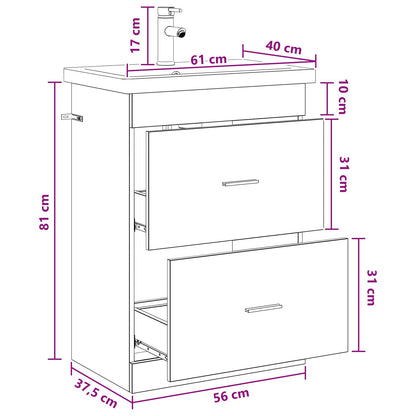 Badkamermeubelset Oud hout 61 x 40 x 84,5 cm Bewerkt hout