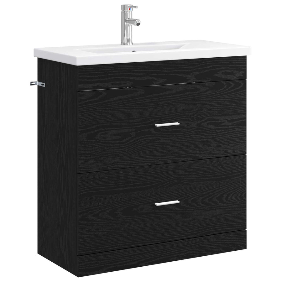 Badkamermeubelset Zwart eiken 81 x 40 x 84,5 cm Bewerkt hout