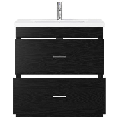 Badkamermeubelset Zwart eiken 81 x 40 x 84,5 cm Bewerkt hout