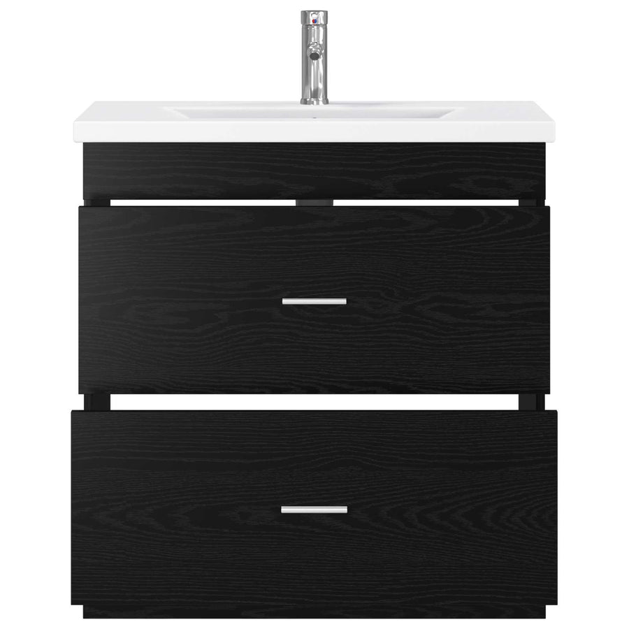 Badkamermeubelset Zwart eiken 81 x 40 x 84,5 cm Bewerkt hout
