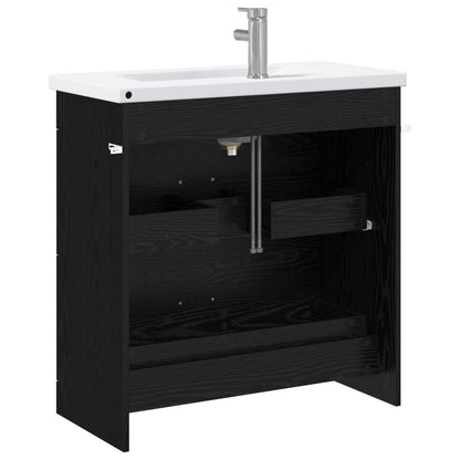 Badkamermeubelset Zwart eiken 81 x 40 x 84,5 cm Bewerkt hout
