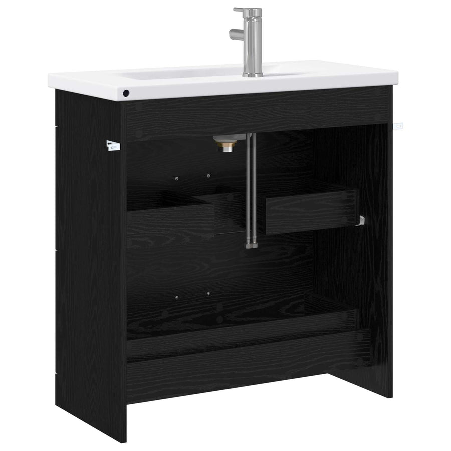 Badkamermeubelset Zwart eiken 81 x 40 x 84,5 cm Bewerkt hout