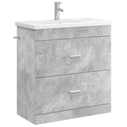 Badkamermeubelset Betongrijs 81 x 40 x 84,5 cm Bewerkt hout