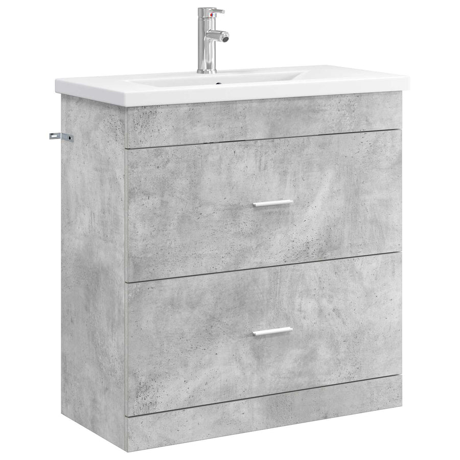 Badkamermeubelset Betongrijs 81 x 40 x 84,5 cm Bewerkt hout