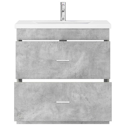 Badkamermeubelset Betongrijs 81 x 40 x 84,5 cm Bewerkt hout