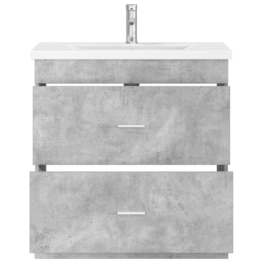 Badkamermeubelset Betongrijs 81 x 40 x 84,5 cm Bewerkt hout