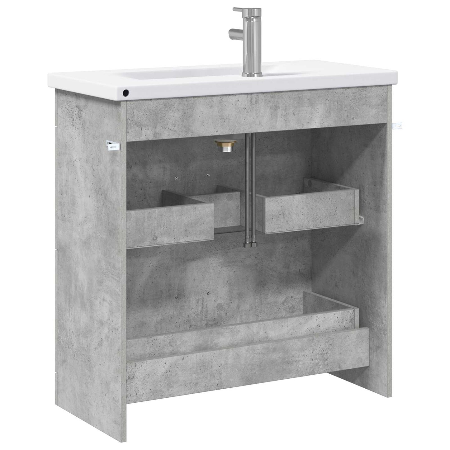 Badkamermeubelset Betongrijs 81 x 40 x 84,5 cm Bewerkt hout