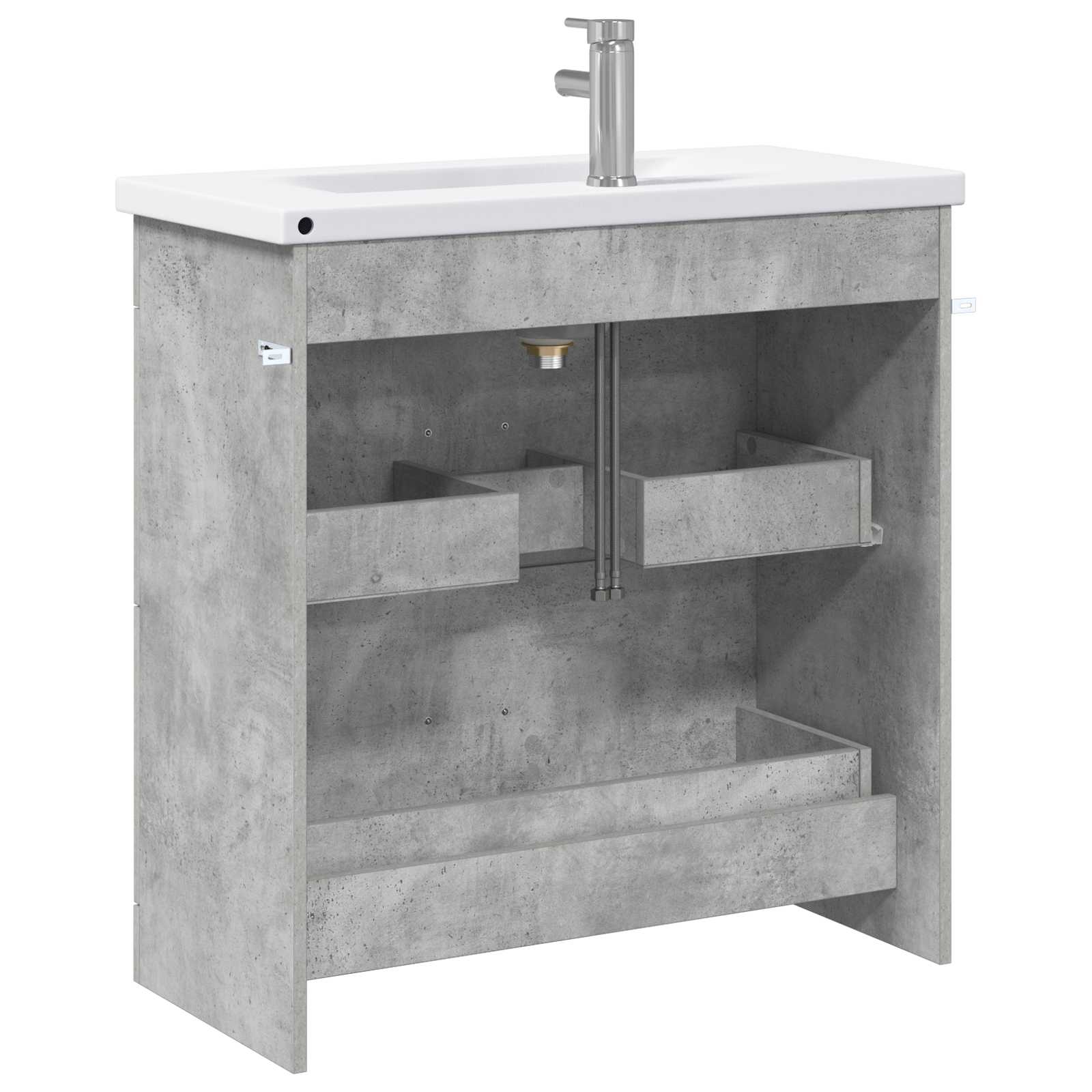Badkamermeubelset Betongrijs 81 x 40 x 84,5 cm Bewerkt hout