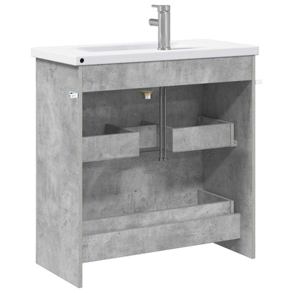 Badkamermeubelset Betongrijs 81 x 40 x 84,5 cm Bewerkt hout