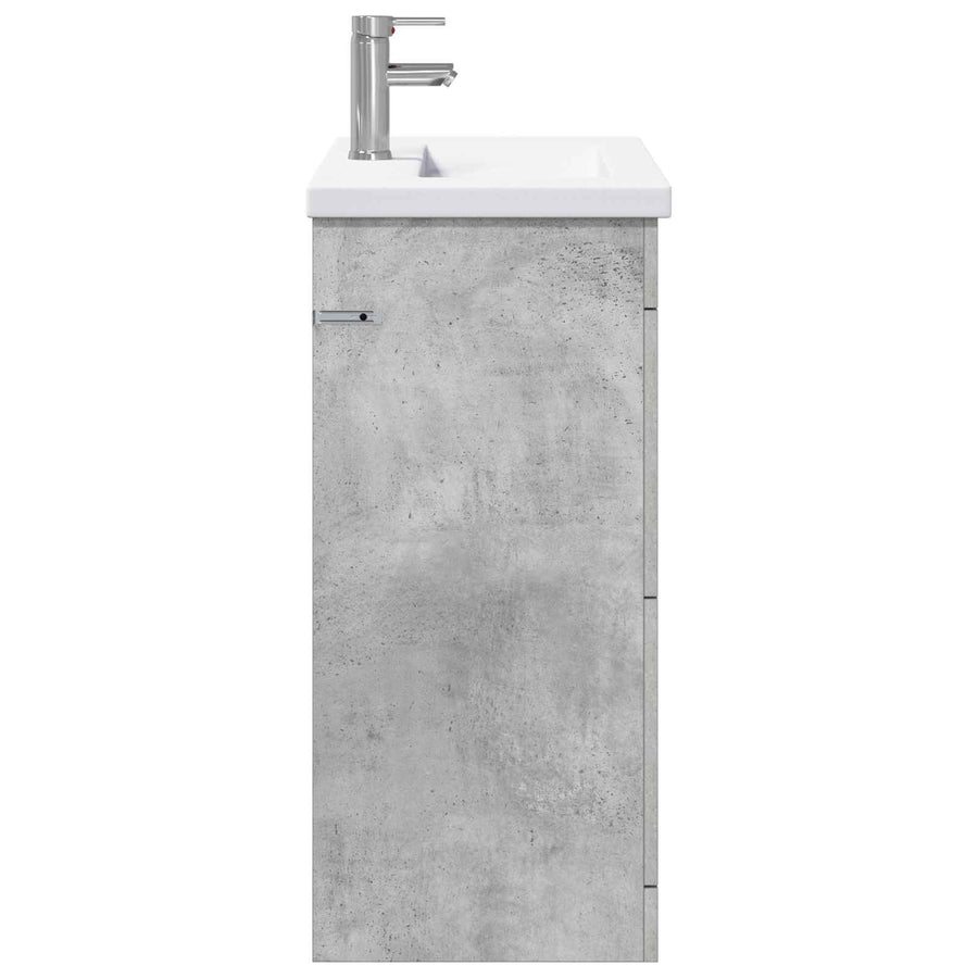 Badkamermeubelset Betongrijs 81 x 40 x 84,5 cm Bewerkt hout