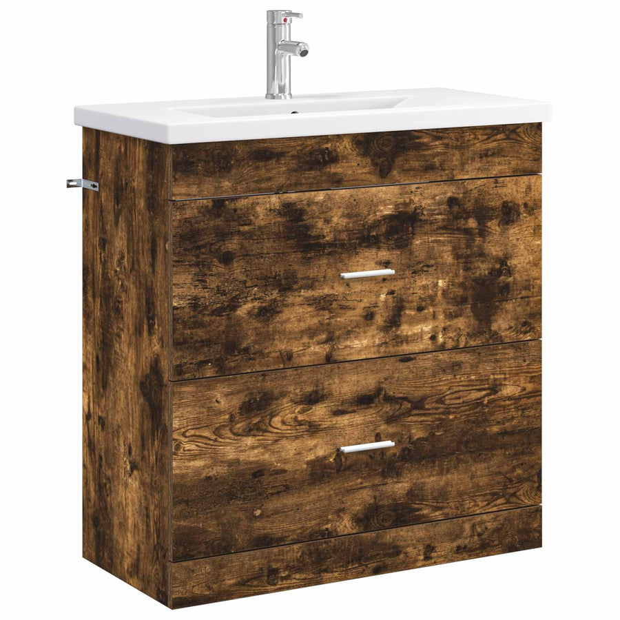 Badkamermeubelset Gerookt eiken 81 x 40 x 84,5 cm Bewerkt hout