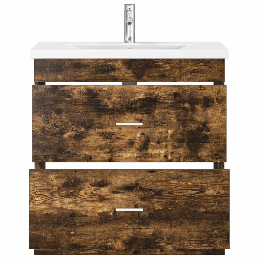 Badkamermeubelset Gerookt eiken 81 x 40 x 84,5 cm Bewerkt hout