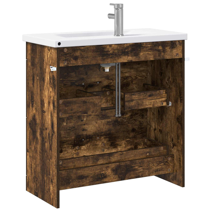 Badkamermeubelset Gerookt eiken 81 x 40 x 84,5 cm Bewerkt hout