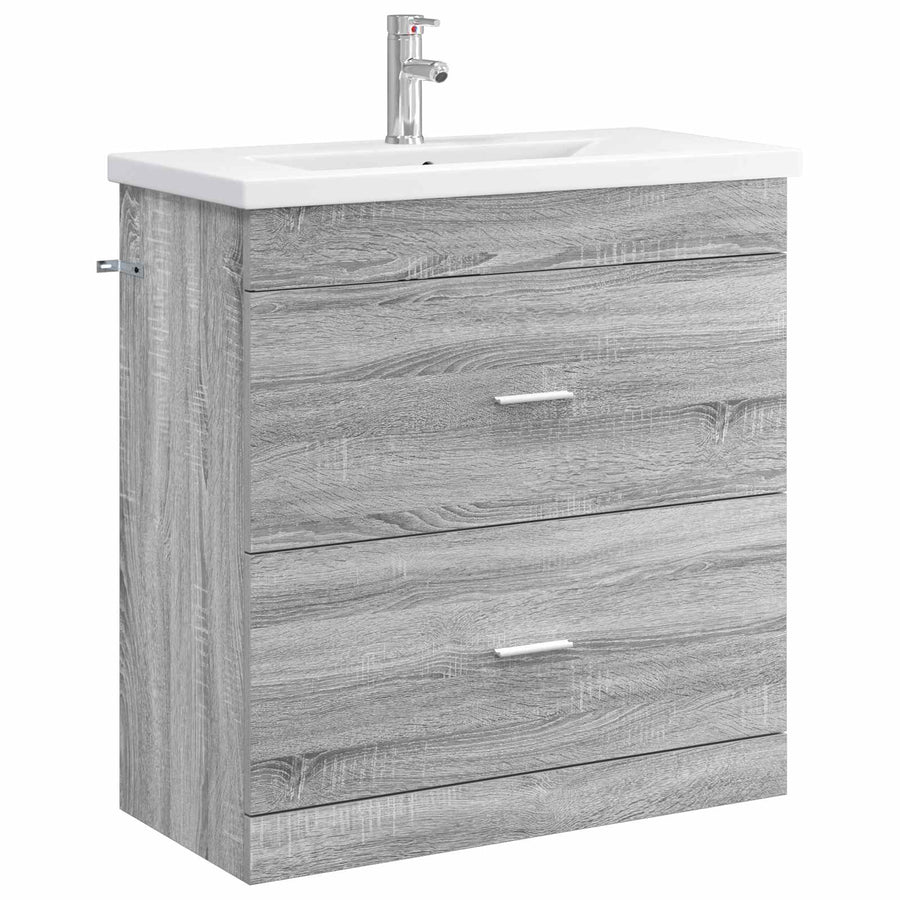 Badkamermeubelset Grijs Sonoma 81 x 40 x 84,5 cm Bewerkt hout