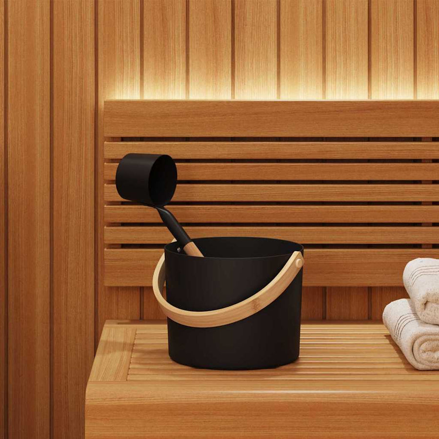 Sauna Emmer Set 2 pcs Zwart 8.5 x 8 x 4.5 cm Aluminium
