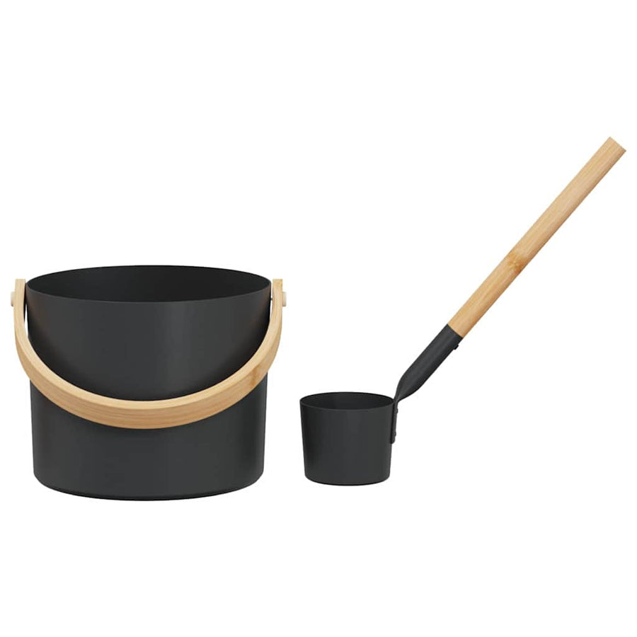 Sauna Emmer Set 2 pcs Zwart 8.5 x 8 x 4.5 cm Aluminium