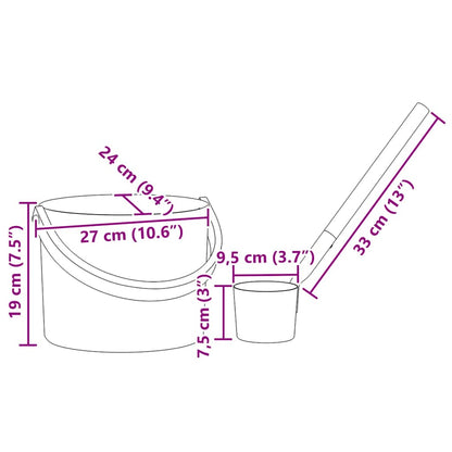 Sauna Emmer Set 2 pcs Zwart 8.5 x 8 x 4.5 cm Aluminium
