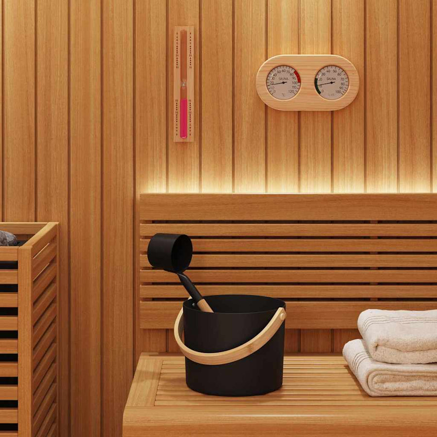Sauna Emmer Set 4 pcs Zwart 8.5 x 8 x 4.5 cm Aluminium