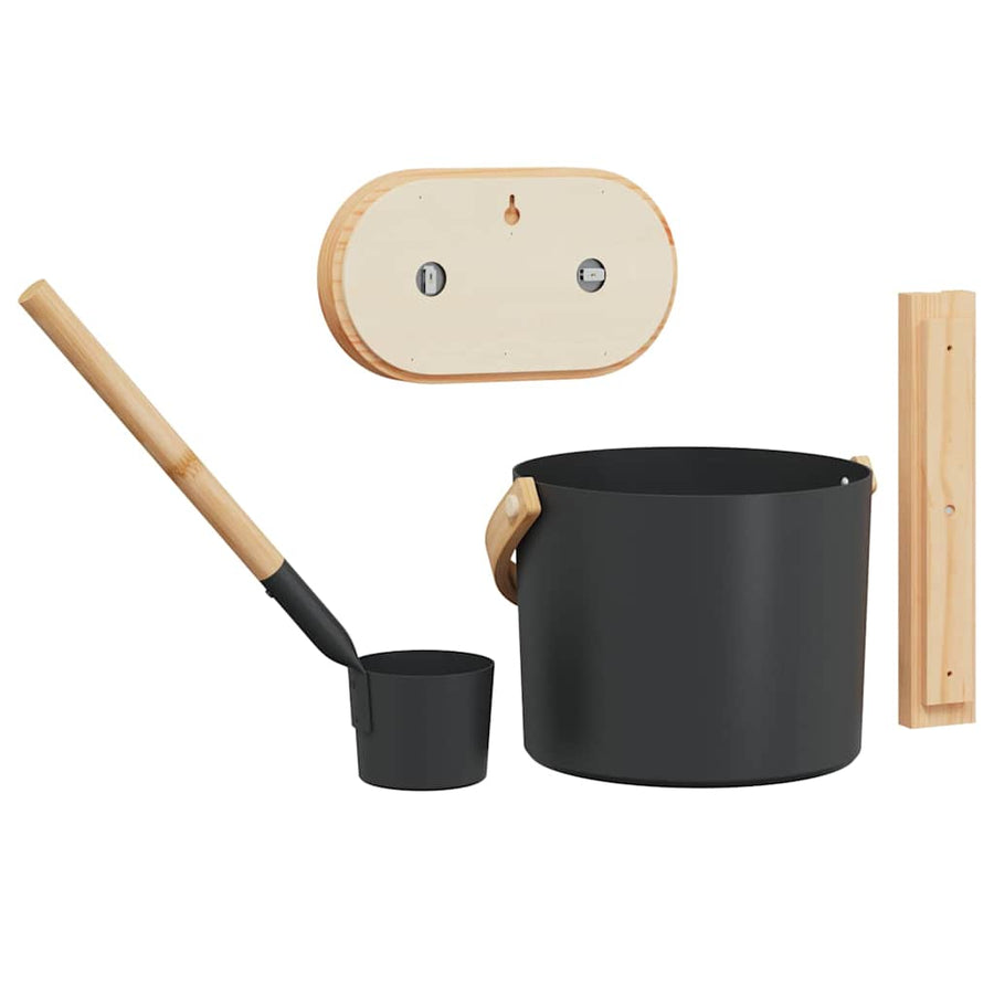 Sauna Emmer Set 4 pcs Zwart 8.5 x 8 x 4.5 cm Aluminium