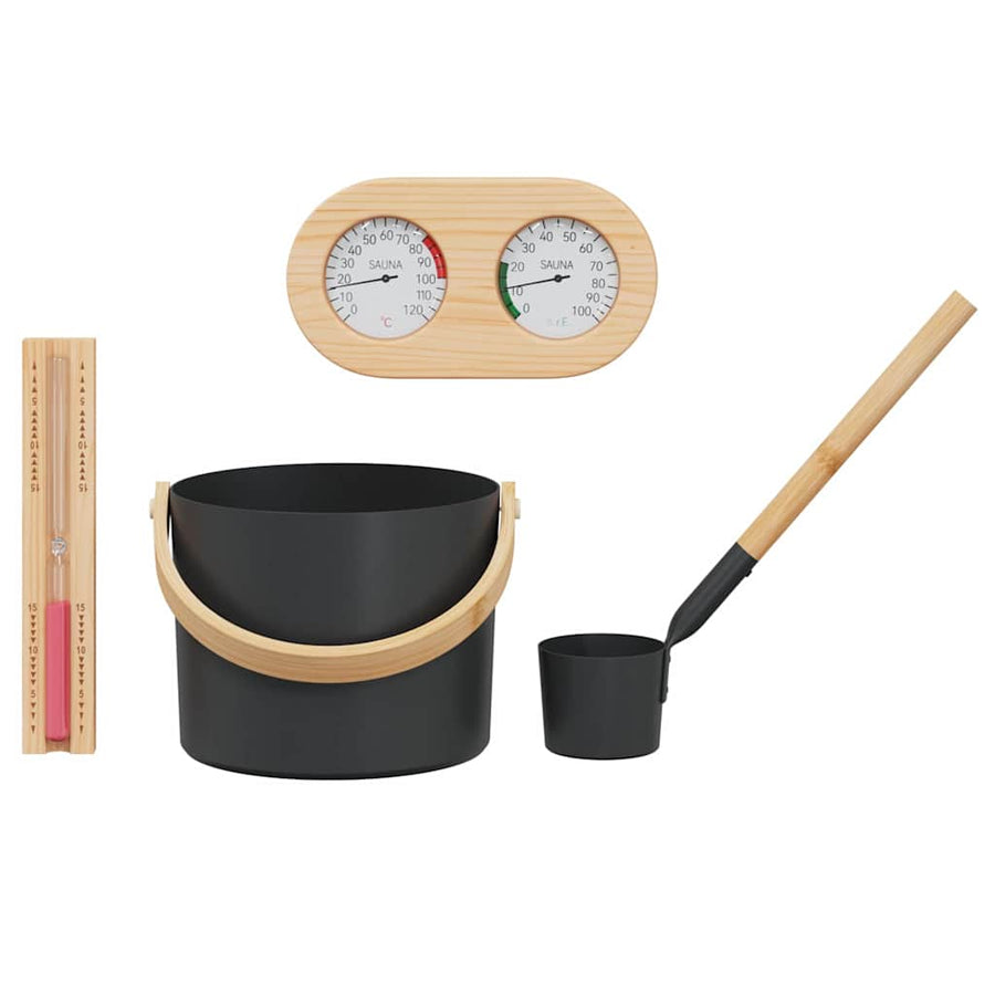 Sauna Emmer Set 4 pcs Zwart 8.5 x 8 x 4.5 cm Aluminium