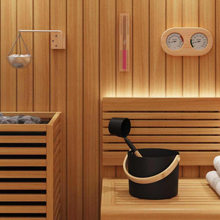 Sauna Emmer Set 5 pcs Zwart 8.5 x 8 x 4.5 cm Aluminium