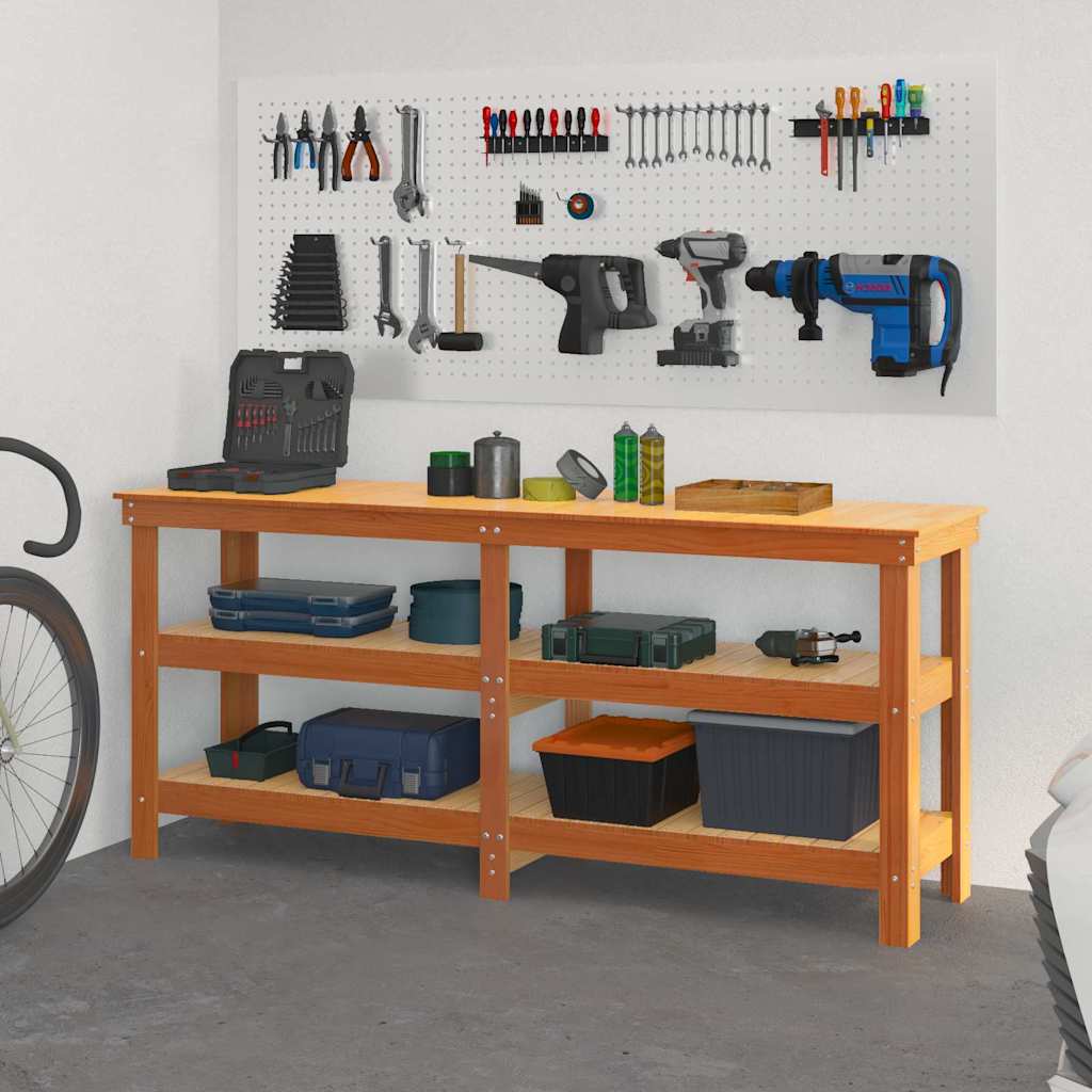 Werkbank Wasbruin 181,5 x 50 x 80 cm Massief grenenhout