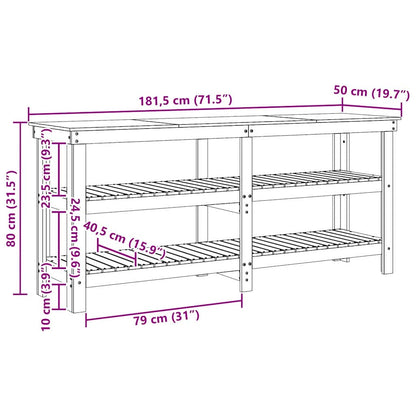 Werkbank Wasbruin 181,5 x 50 x 80 cm Massief grenenhout