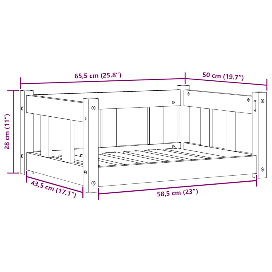 Hondenbed Wasbruin 65,5 x 50,5 x 28 cm Massief grenenhout