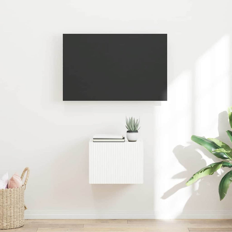 TV Wandkast Wandgemonteerd Wit 60 x 31 x 29.5 cm Bewerkt hout