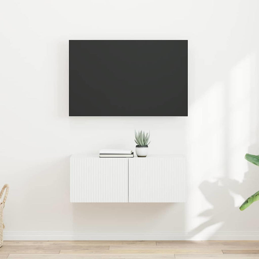 TV Wandkast 2 pcs Wit 60 x 31 x 29.5 cm Bewerkt hout