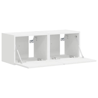 TV Wandkast 2 pcs Wit 60 x 31 x 29.5 cm Bewerkt hout