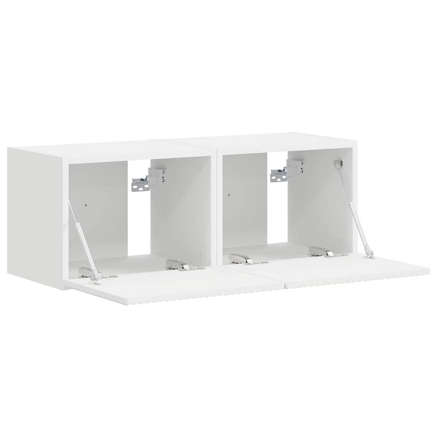 TV Wandkast 2 pcs Wit 60 x 31 x 29.5 cm Bewerkt hout