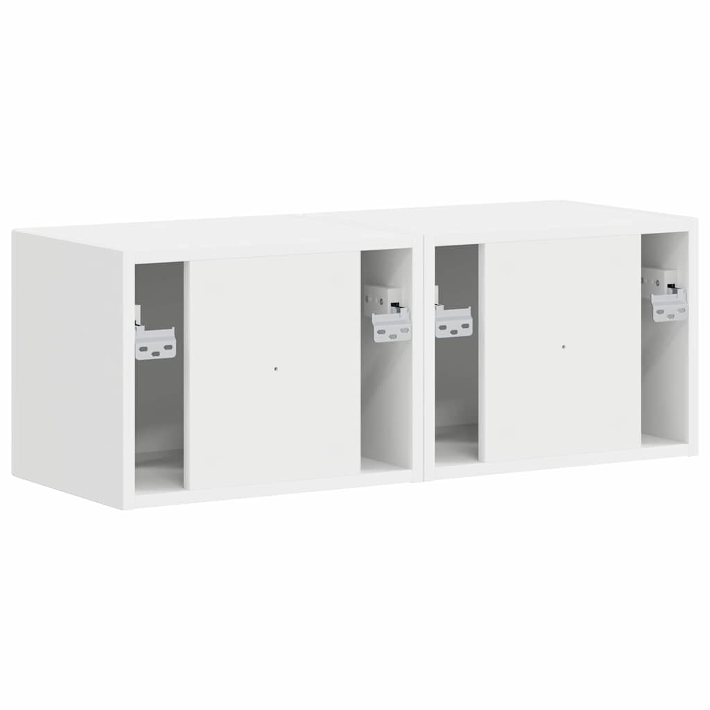 TV Wandkast 2 pcs Wit 60 x 31 x 29.5 cm Bewerkt hout