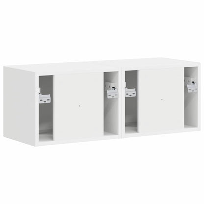 TV Wandkast 2 pcs Wit 60 x 31 x 29.5 cm Bewerkt hout