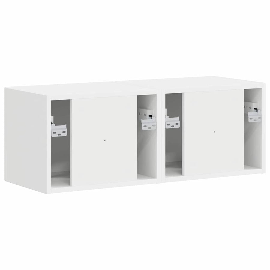 TV Wandkast 2 pcs Wit 60 x 31 x 29.5 cm Bewerkt hout