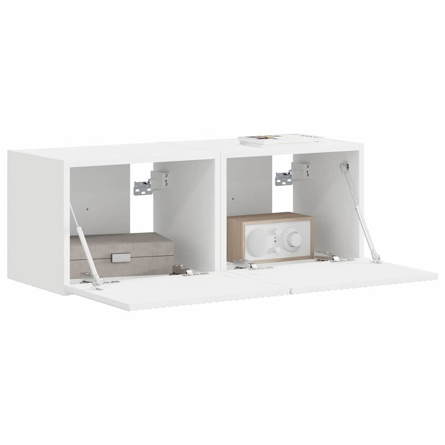 TV Wandkast 2 pcs Wit 60 x 31 x 29.5 cm Bewerkt hout