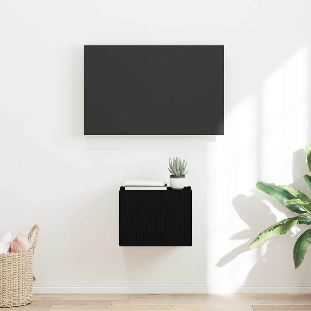 TV Wandkast Wandgemonteerd Zwart 60 x 31 x 29.5 cm Bewerkt hout
