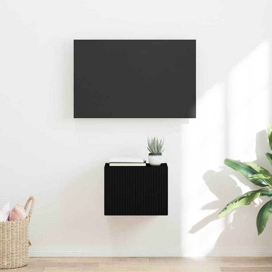 TV Wandkast Wandgemonteerd Zwart 60 x 31 x 29.5 cm Bewerkt hout