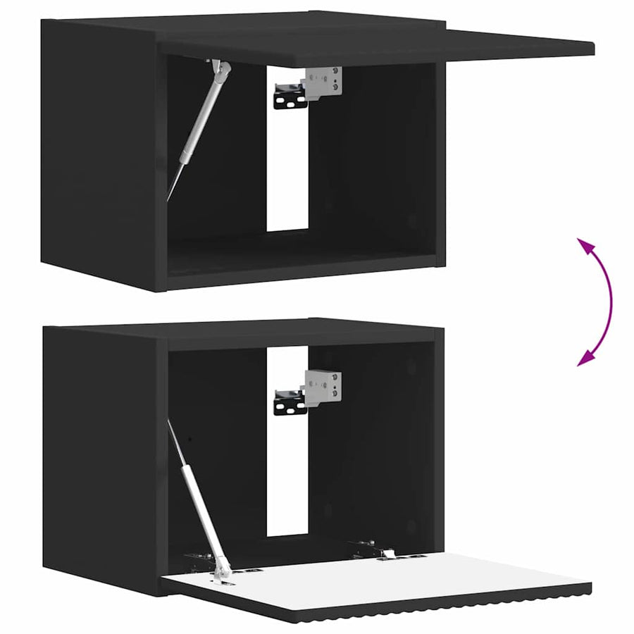 TV Wandkast Wandgemonteerd Zwart 60 x 31 x 29.5 cm Bewerkt hout