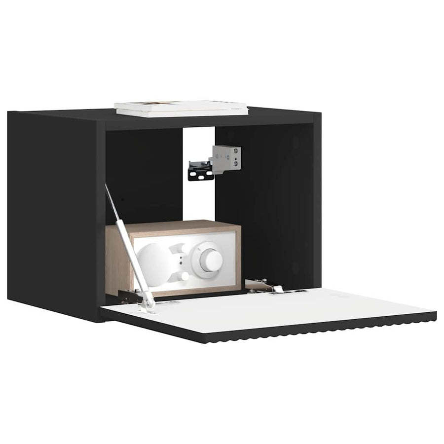 TV Wandkast Wandgemonteerd Zwart 60 x 31 x 29.5 cm Bewerkt hout