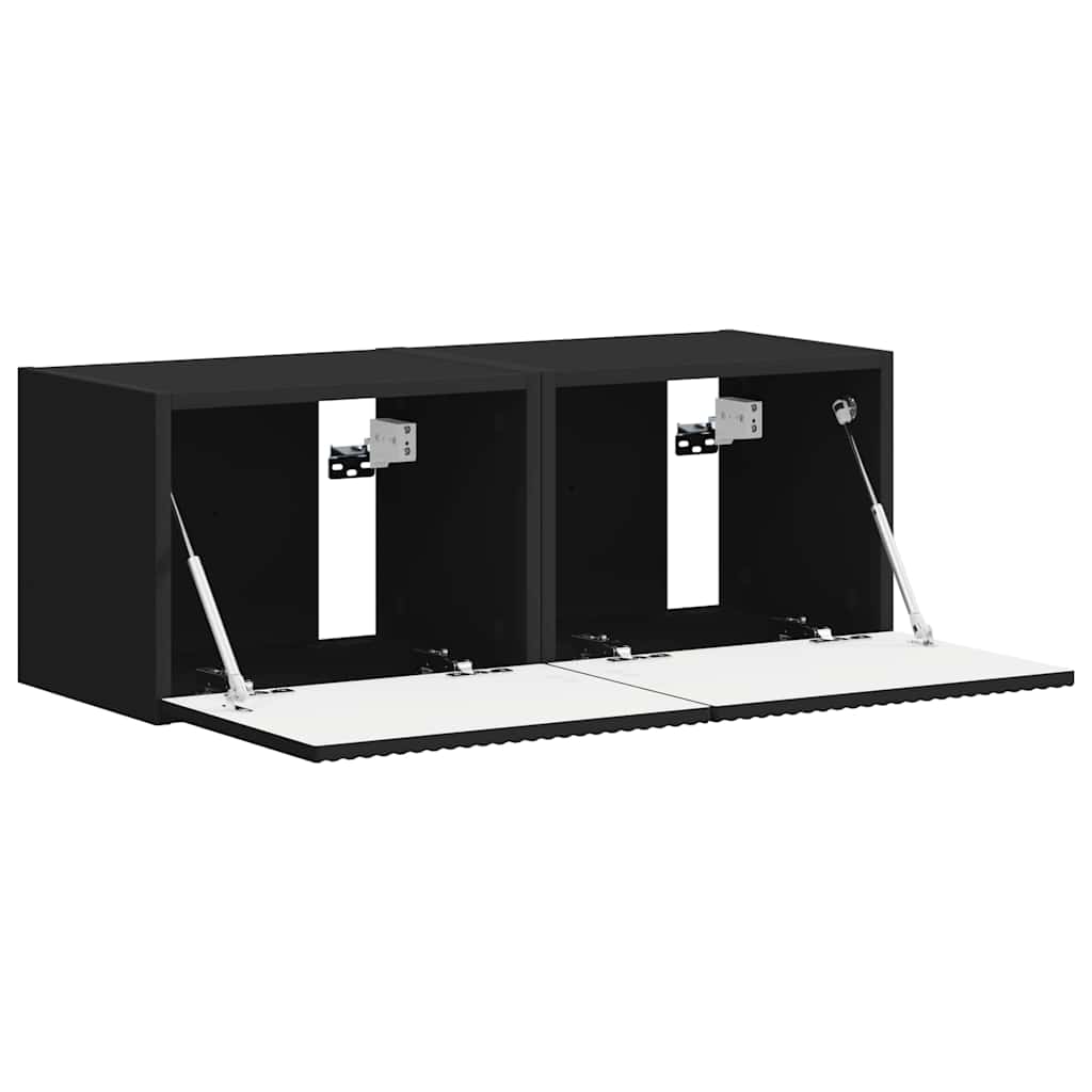 TV Wandkast 2 pcs Zwart 60 x 31 x 29.5 cm Bewerkt hout