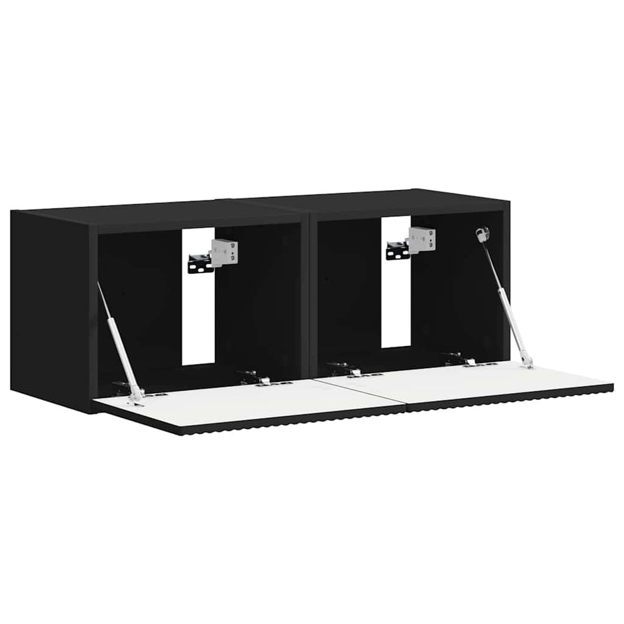 TV Wandkast 2 pcs Zwart 60 x 31 x 29.5 cm Bewerkt hout