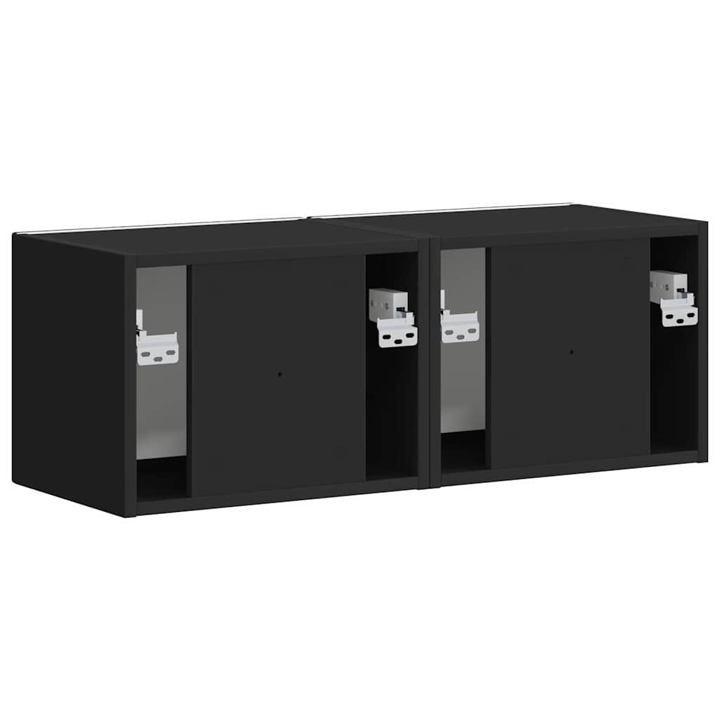 TV Wandkast 2 pcs Zwart 60 x 31 x 29.5 cm Bewerkt hout